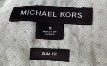 Load image into Gallery viewer, Michael Kors Mens White Geometric Print Collared Slim Fit Button-Up Shirt Size S
