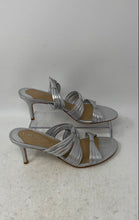 Load image into Gallery viewer, Lauren Ralph Lauren Womens Silver Pleated Slip-On Stiletto Strappy Heels Sz 7.5B
