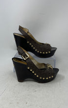 Load image into Gallery viewer, Michael Kors Womens Brown Studded Wedge Platform Slingback Heels Size 8.5M
