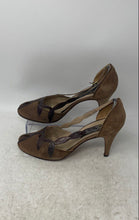 Load image into Gallery viewer, Paul Saller Womens Brown Open Toe Slip-On Pump Heels Size 39.5

