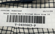 Load image into Gallery viewer, Ralph Lauren Mens White Blue Printed Long Sleeve Collared Dress Shirt Size 16
