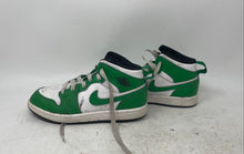 Load image into Gallery viewer, Nike Boys Air Jordan 1 Mid White Green Leather Lace-Up Sneakers Shoes Size 1Y
