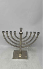 Load image into Gallery viewer, Vintage Hanukkah Menorah Religious Silver-Tone Candle Holder Judaism
