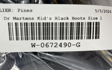 Load image into Gallery viewer, Dr. Martens Boys 1460 Black Leather Round Toe Lace-Up Ankle Combat Boots Size 1
