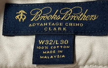 Load image into Gallery viewer, Brooks Brothers Mens Brown Flat Front Clark Fit Advantage Chino Pants Sz W32/L30

