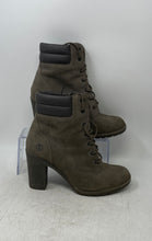 Load image into Gallery viewer, Timberland Womens Tillston Gray Green Block Heel Lace-Up Ankle Bootie Size 8.5
