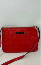 Load image into Gallery viewer, Michael Kors Womens Red Logo Embossed Leather Adjustable Strap Crossbody Bag
