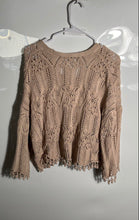 Load image into Gallery viewer, Zara Womens Khaki Open Knit Long Sleeve V-Neck Pullover Sweater Size M
