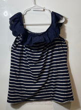 Load image into Gallery viewer, Lauren Ralph Lauren Womens Blue White Striped Ruffle Pullover Blouse Top Sz XL

