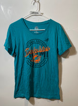 Load image into Gallery viewer, Majestic Womens Aqua Miami Dolphins Football Pullover T-Shirt Size L
