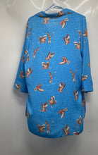 Load image into Gallery viewer, Zara Womens Blue Floral Bird Print Long Sleeve Collared Sleepshirt Size Small
