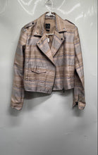 Load image into Gallery viewer, Armani Exchange Womens Khaki Multicolor Plaid Full-Zip Motorcycle Jacket Size S
