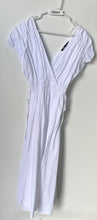 Load image into Gallery viewer, Zara Womens White V-Neck Short Sleeve Pullover Poplin Maxi Dress Size M
