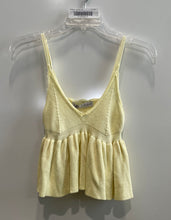 Load image into Gallery viewer, Zara Womens Yellow Knitted Sleeveless V-Neck Peplum Tank Top Size Small
