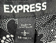 Load image into Gallery viewer, Express Mens Black White Printed Long Sleeve Collared Dress Shirt Size L 16-16.5
