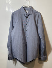 Load image into Gallery viewer, Calvin Klein Mens Blue Printed Fresh Comfort Stretch Slim Fit Dress Shirt Size L
