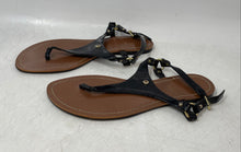 Load image into Gallery viewer, Lauren Ralph Lauren Womens Black Leather Buckle Open Toe Thong Sandals Size 9B

