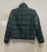 Load image into Gallery viewer, Guess Womens Green Black Tartan Plaid Long Sleeve Pockets Full-Zip Jacket Size S
