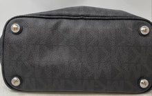 Load image into Gallery viewer, Michael Kors Womens Black Monogram Print Leather Double Handle Tote Bag
