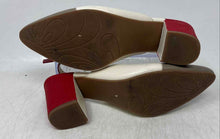 Load image into Gallery viewer, Bon Bonite Womens Red Beige Brown Colorblock Leather Slingback Heels Size 7.5
