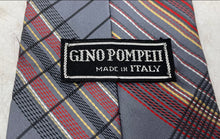 Load image into Gallery viewer, Gino Pompeii Mens Gray Plaid Print Adjustable Keeper Loop Formal Pointed Tie
