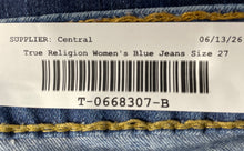 Load image into Gallery viewer, True Religion Womens Blue Medium Wash Pockets Denim Skinny Leg Jeans Size 27
