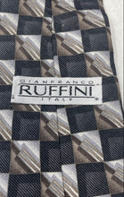 Load image into Gallery viewer, Gianfranco Ruffini Mens Gray Check Silk Adjustable Pointed Tie One Size
