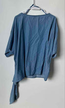 Load image into Gallery viewer, Michael Kors Womens Blue Short Sleeve Round Neck Side-Tie Blouse Top Size 3X
