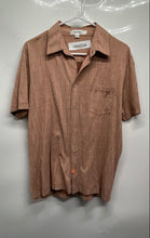 Load image into Gallery viewer, Calvin Klein Mens Brown Printed Cotton Short Sleeve Button-Up Shirt Size Large

