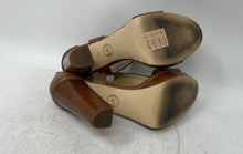Load image into Gallery viewer, Michael Kors Womens Brown Leather Open Toe Front Zip Block Pump Heels Size 6M
