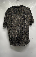Load image into Gallery viewer, Zara Mens Black Beige Printed Short Sleeve Regular Fit Button-Up Shirt Size M
