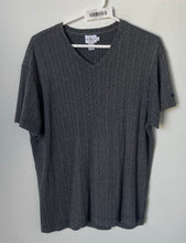Load image into Gallery viewer, Calvin Klein Jeans Mens Gray Striped Short Sleeve V-Neck Pullover T-Shirt Size L
