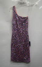 Load image into Gallery viewer, Lulus Womens Purple Silver Sleeveless One Shoulder Bodycon Dress Size XS W/ Tag
