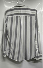 Load image into Gallery viewer, New York &amp; Company Womens White Black Striped Print Button-Up Shirt Size XS
