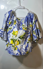 Load image into Gallery viewer, Sartoria Saracena Womens Multicolor Floral Linen Off The Shoulder Blouse Top L
