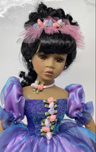 Load image into Gallery viewer, Purple Dress Collection Open Eyes Black Hairs Fashion Porcelain Doll
