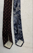Load image into Gallery viewer, Pair Of All silk Mens Brown And Gray Printed Keeper Loop Adjustable Pointed Ties
