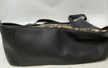 Load image into Gallery viewer, Nine West Womens Black Brown Leopard Print Faux Leather Shoulder Handbag
