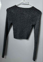 Load image into Gallery viewer, Zara Womens Gray Ribbed Knit Crew Neck Pullover Cropped Blouse Top Size Small
