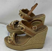 Load image into Gallery viewer, Authentic Tory Burch Womens Beige Wedge Espadrille Heels Size 8.5 Damaged
