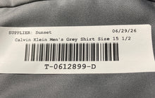 Load image into Gallery viewer, Calvin Klein Mens Gray Cotton Slim Fit Non-Iron Dress Shirt Size 15 1/2
