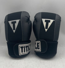 Load image into Gallery viewer, Title Boxing Gel World Black Hook And Loop Wrist Support Training Gloves
