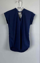 Load image into Gallery viewer, Express Womens Navy Blue Short Sleeve Keyhole Neck Blouse Top Size XS
