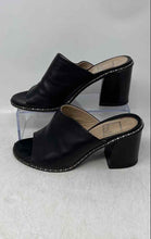 Load image into Gallery viewer, Ma &amp; Lo Womens Black Leather Slip-On Open Toe Block Mule Heels Size EUR 37
