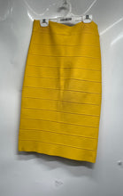 Load image into Gallery viewer, BCBGMAXAZRIA Womens Yellow Striped Flat Front Straight &amp; Pencil Skirt Size M
