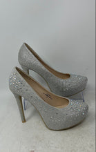 Load image into Gallery viewer, Rck Bella Womens Silver Glitter Rhinestone Embellished Stiletto Pumps Heels 7.5
