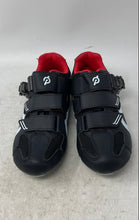Load image into Gallery viewer, Peloton Mens Black Red 3 Bolt Adjustable Strap Road Cycling Shoes Size 39
