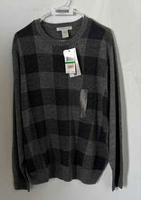 Load image into Gallery viewer, Geoffrey Beene Mens Gray Gingham Print Long Sleeve Pullover Sweater Sz L W/Tags

