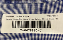 Load image into Gallery viewer, Banana Republic Mens Blue Check Print Supima Cotton Button-Up Shirt Size XL
