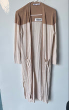 Load image into Gallery viewer, Zara Womens Light Brown Beige Colorblock Long Sleeve Cardigan Sweater Size Large
